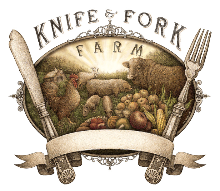 Knife & Fork Label Illustration