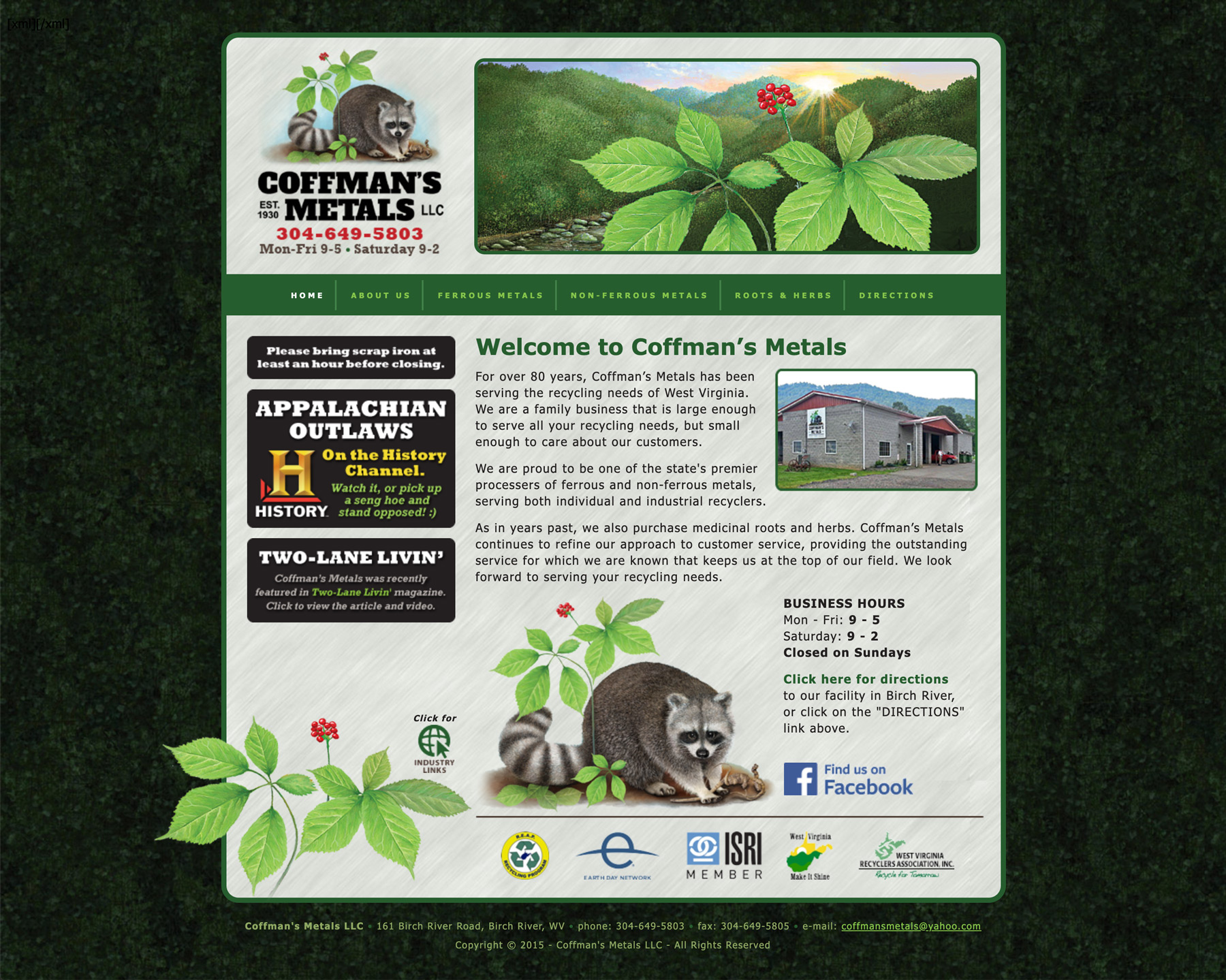 Coffman's Metals Website Design