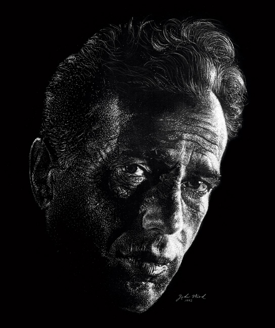 Humphrey Bogart Scratchboard Illustration